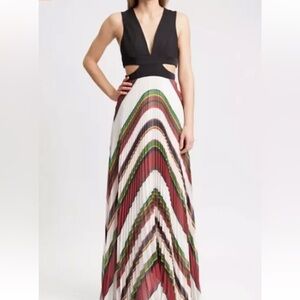 BCBG MAXAZRIA Evening Dress pleated Maryna Red Black White size 2 NWOT